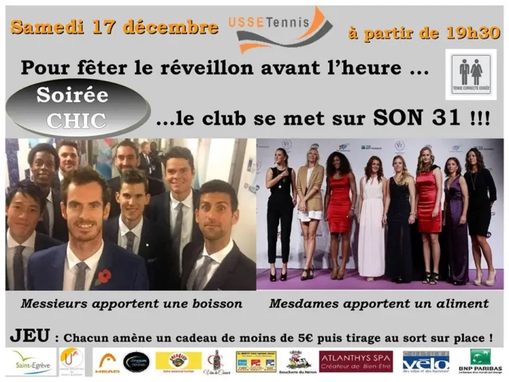 Soirée CHIC samedi 17 décembre au club à 19h30