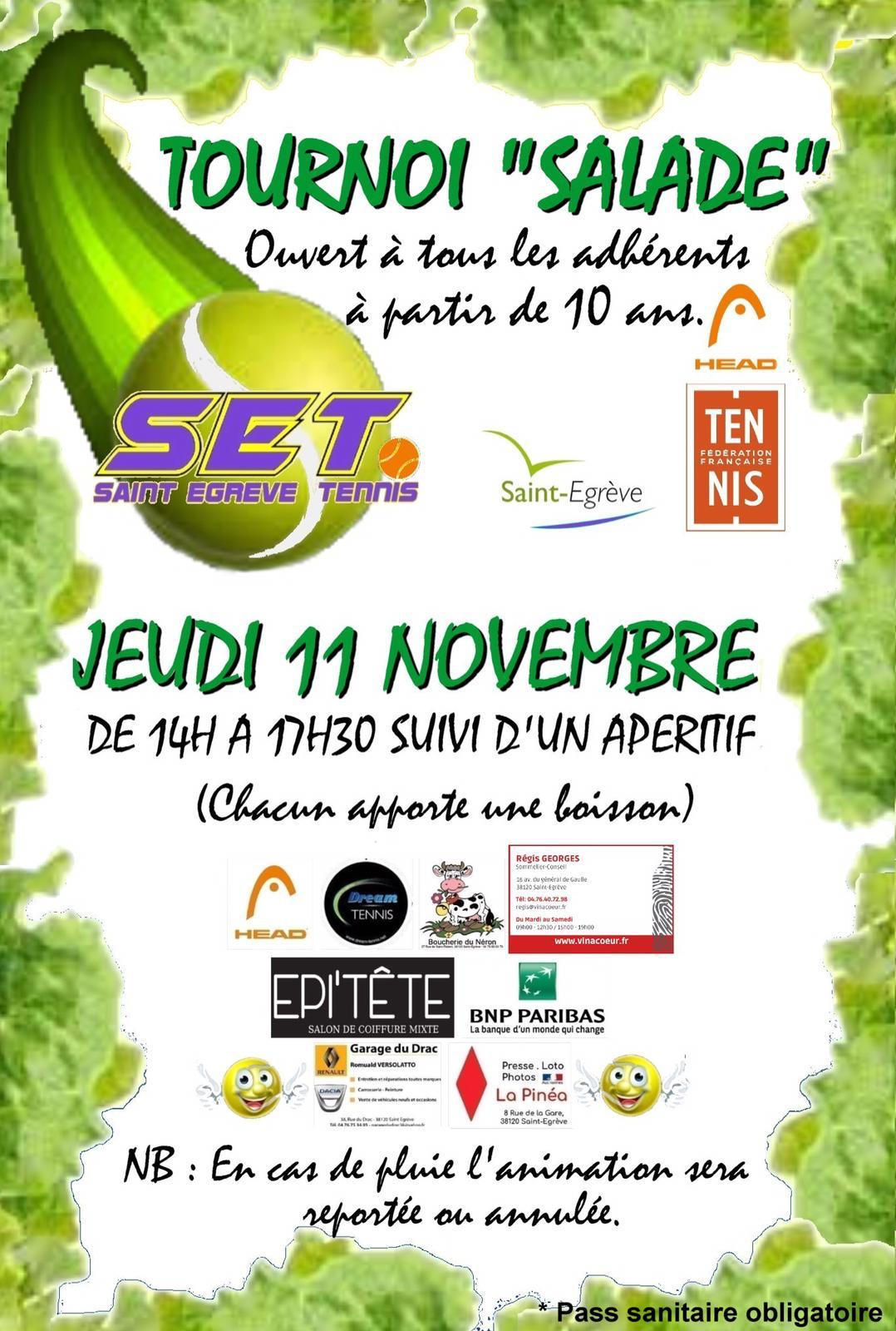 Lire la suite à propos de l’article TOURNOI SALADE au club JEUDI 11 NOVEMBRE à 14h , ouvert à tous nos adhérents