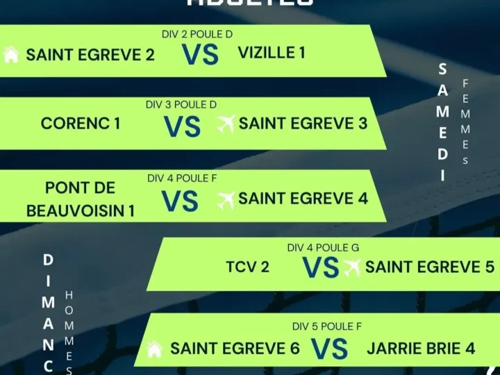 PROGRAMME DES MATCHS DU WEEK-END