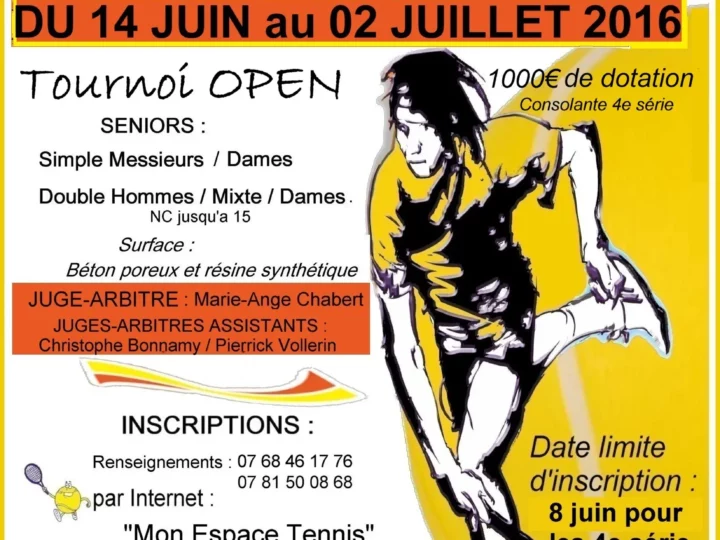Tournoi senior du 14 juin au 2 juillet 2016