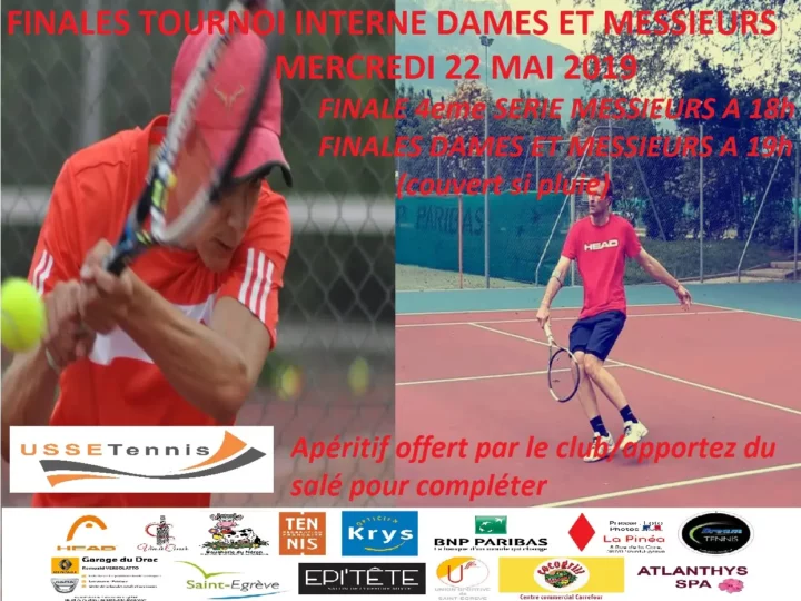 FINALES TOURNOI INTERNE MERCREDI 22 MAI A 18H ET 19H