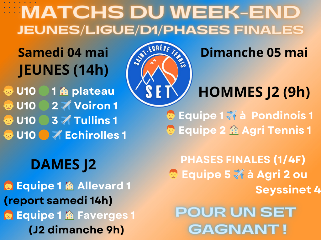 Lire la suite à propos de l’article Programme des matchs de ce week-end du 04/05 mai